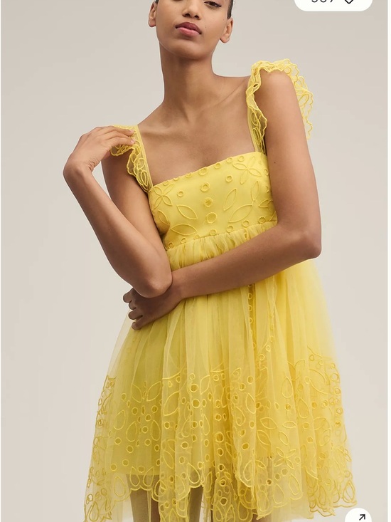 Anthropologie Dresses & Skirts - NWT Anthropologie Yellow Embroidered Tulle Mini Dress